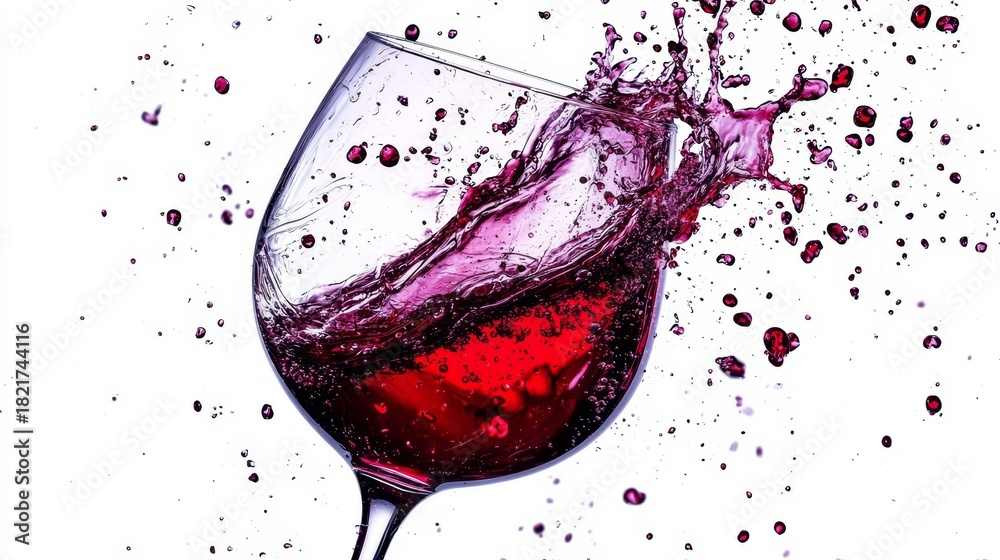 Fototapeta premium Dramatic wine glass shot featuring dynamic liquid motion.