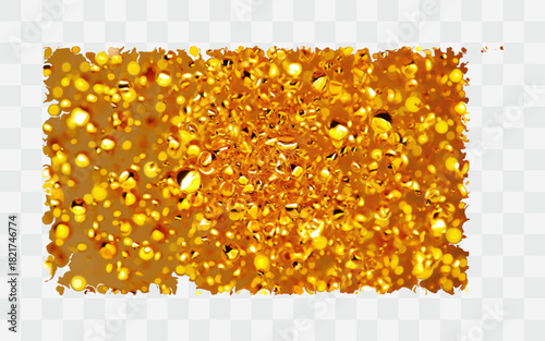 Abstract texture of yellow gold mimosa flowers, green spring plants, and white Christmas stars on an isolated white background