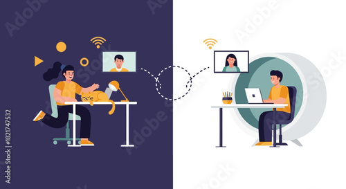 Professional Remote Work Video Conference and Working From Home