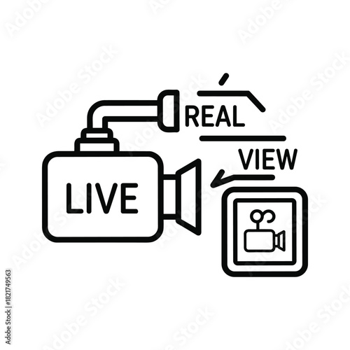 Live video streaming and realtime view icon, isolated on