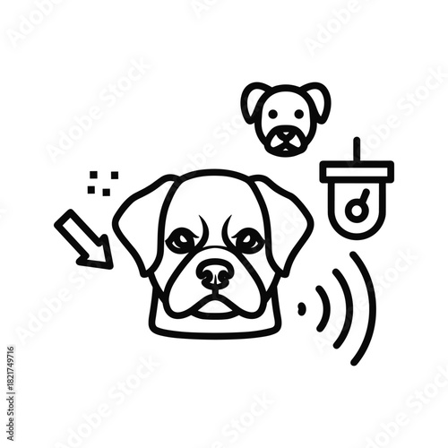 Pet monitoring system with dog face, security camera, and wireless signals