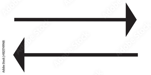 Two opposing arrows pointing in opposite directions on a white background.