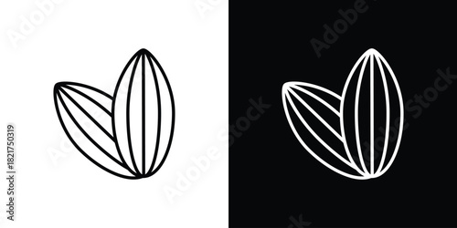 Almond icon. Black illustration isolated for graphic and web design.