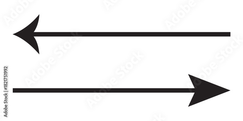 Two opposing arrows pointing in opposite directions on a white background.