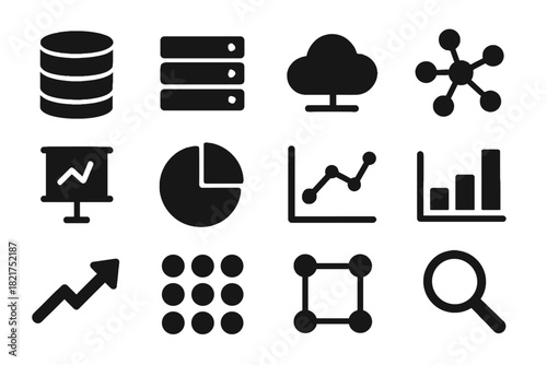 Database icon vector data trend cloud cluster chart connection arrow big line