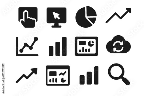 Sync pointer dashboard interactive data chart icons icon vector screen graph touch