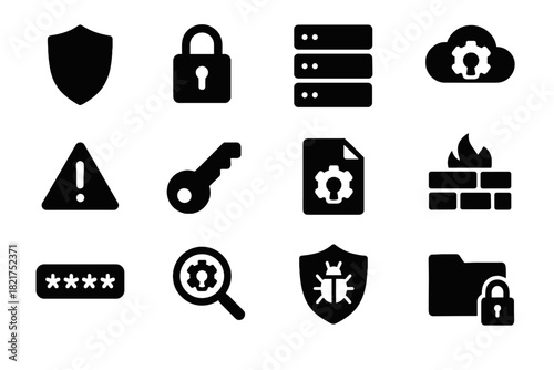 Encrypted alert server firewall protection icon cloud vector file ransomware magnifier icons