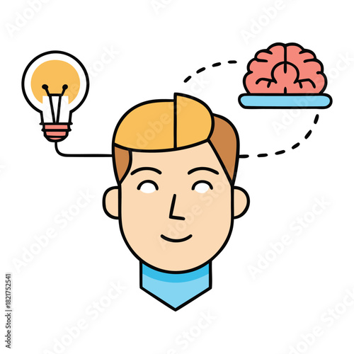 A spark of ideas ignites in a man's mind, gears of creativity turning as strategy, curiosity, and ambition merge, forming the core mechanism of a startup vision.
