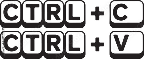 Keyboard Shortcut Icons For Copy Paste And Cut Paste On White Background ctrl c ctrl v