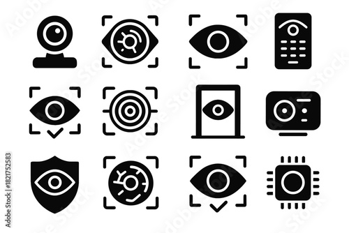 Scanning eye icons protective optical animation confirmation retina identity vector icon iris