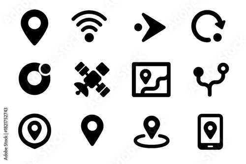 Badge icon tracking live silhouette device real moving vector signal time satellite