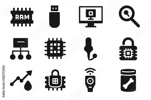 Cyber vector icon icons probe memory forensic dump artifact agritech block device