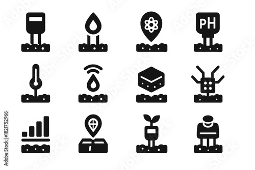 Sensor agritech mapping pad meter output collection nutrient detector tracker icon vector