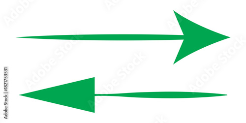 Two green arrows pointing in opposite directions on a white background.