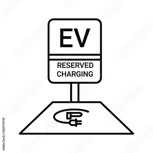 Ev reserved charging station sign, isolated on