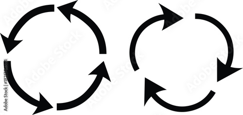 Vector Two circular arrows indicating rotation or recycling process 