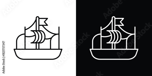 Caravel icon. Black illustration isolated for graphic and web design.
