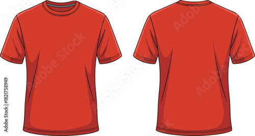 Red T-Shirt Mockup Front and Back View