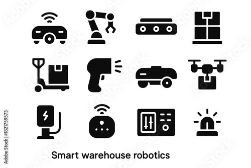 Icon charging drone smart vector inventory robotics bin scanner robotic jack warehouse