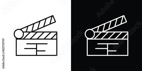 Cinema flapper icon. Black illustration isolated for graphic and web design.