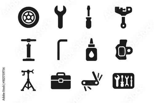 Micro tray icon screwdriver lubrication tools pad vector tire repair wrench mobility