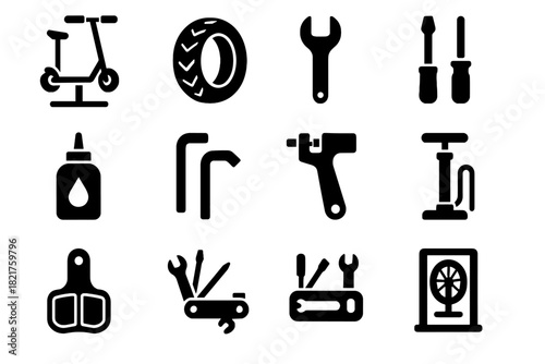 Pump stand micro brake vector icon mobility tray multitool tool wheel scooter