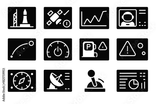 Ground vector icons icon space chart mission control display indicator screen pad