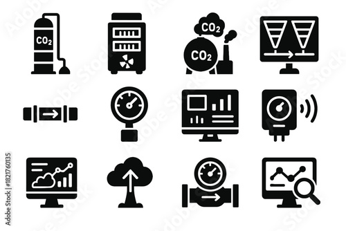 Gauge interface monitoring carbon icon dashboard vector module segment icons capture flow