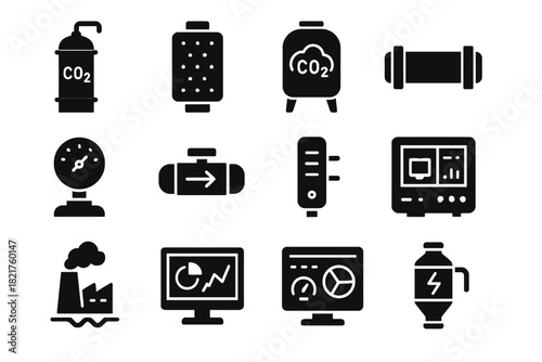 Carbon control panel vector analytics icon indicator gauge pressure dashboard segment icons