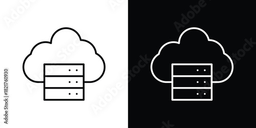 Cloud server icon. Black illustration isolated for graphic and web design.