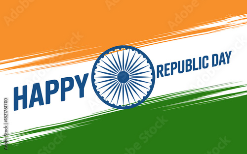 Happy republic day india celebration with ashoka chakra emblem