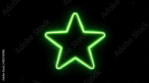 Neon Star Animation - Glowing Green Star on Black Background.