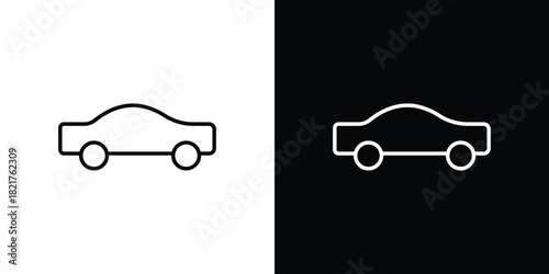 Compact car icon. Black illustration isolated for graphic and web design.