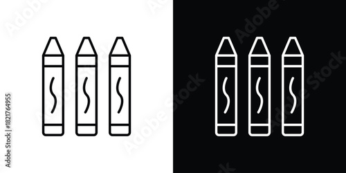 Crayon icon. Black illustration isolated for graphic and web design.