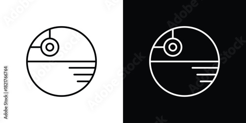 Death star icon. Black illustration isolated for graphic and web design.