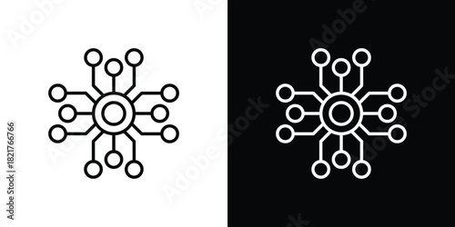 Decentralized icon. Black illustration isolated for graphic and web design.