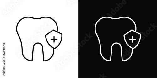 Dental insurance icon. Black illustration isolated for graphic and web design.