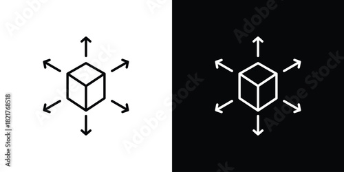Distribution box icon. Black illustration isolated for graphic and web design.