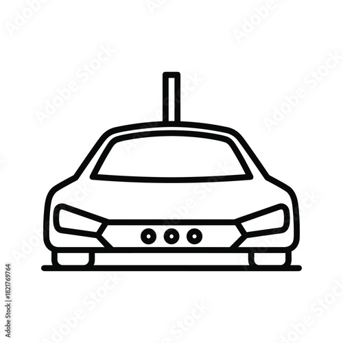 Front view of an autonomous selfdriving car icon with sensor