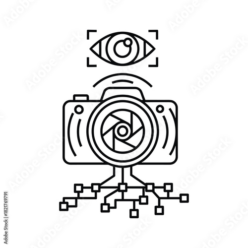 Computer vision and artificial intelligence concept with camera and eye