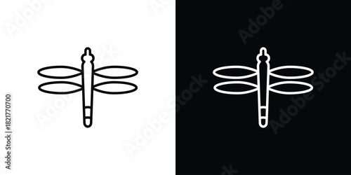 Dragon fly icon. Black illustration isolated for graphic and web design.
