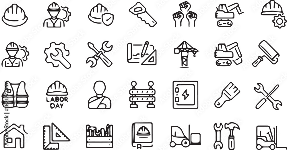 Naklejka premium A vector-based line icon set featuring consistent stroke style, pixel-perfect geometry, and editable paths. Provided in SVG, AI, EPS, and transparent PNG formats, with 24×24 and 48×48 pixel grid optio