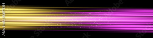 Bright horizontal beam of light on black background. Glowing laser effect creating futuristic and sci-fi aesthetics.
Suitable for technology, energy, speed and digital design themes.
