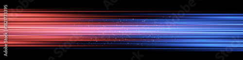 Bright horizontal beam of light on black background. Glowing laser effect creating futuristic and sci-fi aesthetics.
Suitable for technology, energy, speed and digital design themes.
