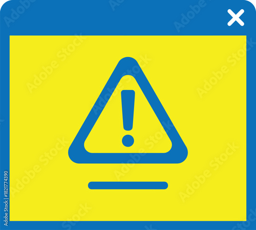 Critical operating system failure alert inside yellow dialog box with blue exclamation warning symbol for technical troubleshooting and software crash reporting.