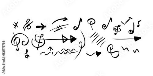 Hand drawn expressive abstract floral elements artistic