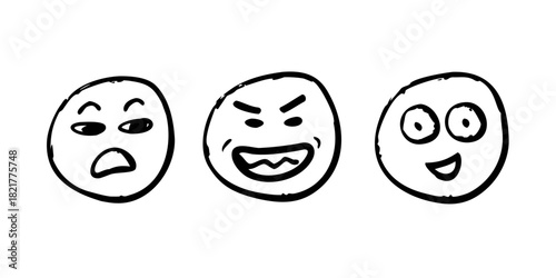 Hand drawn faces with quirky expressions in marker 2