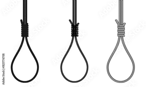 silhouette of noose rope set vector illustration isolated on white background