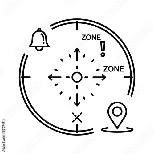 Geofencing and alert system with location pin and zone markers
