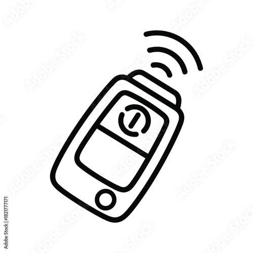 Car key remote control icon with signal waves, vehicle security